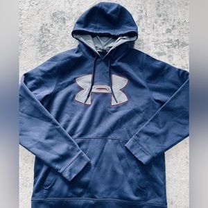 Under Armour Hoodie Sweatshirt Small/petite Navy Blue /Silver Under Armour